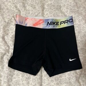 Nike Pro Black Shorts with Tie-Dye Waistband